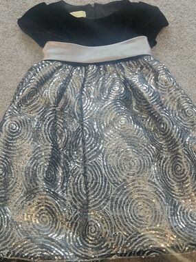 Ameeican Princess Girls Black Velvet and Silver Sequin Party Dress